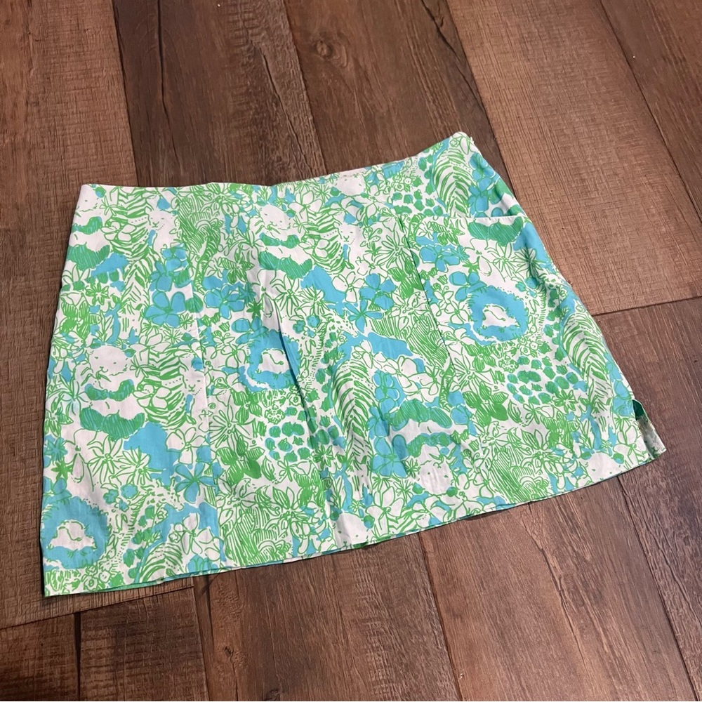 Lilly Pulitzer Green and Blue Floral Mini Skirt